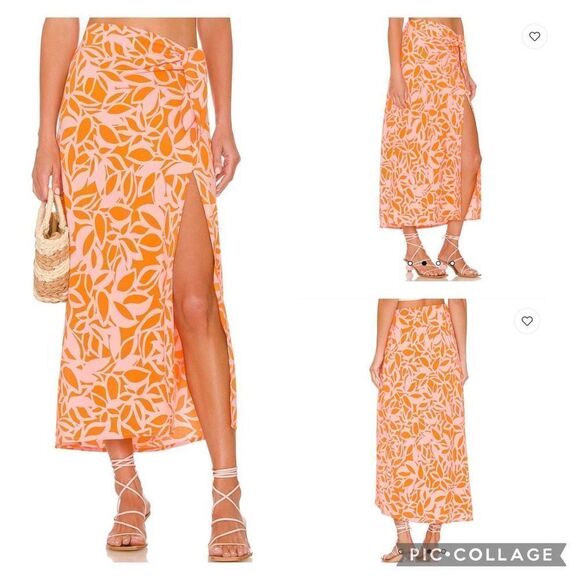 Revolve Sanctuary Beach To City Midi Skirt in Tangerine Stencil XS - Picture 1 of 11